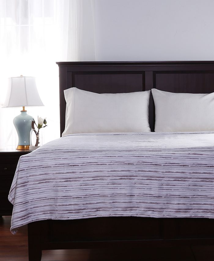 Berkshire VelvetLoft Brushed Stripe Plush King Blanket Macy's