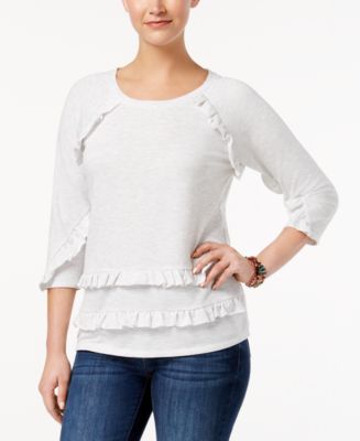 Style & Co Ruffled Raglan Top, Created for Macy's & Reviews - Tops ...