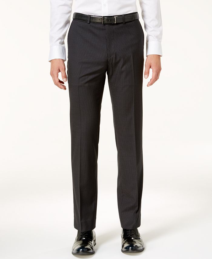 Nick Graham Men's Slim-Fit Stretch Black Grid Suit - Macy's