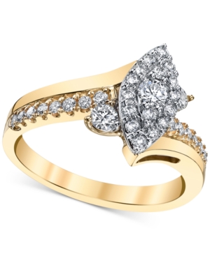 image of Diamond Marquise-Cluster Twist Engagement Ring (5/8 ct. t.w.) in 14k Gold
