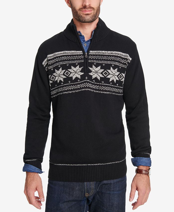 Weatherproof Vintage Men's Snowflake Quarter-Zip Sweater - Macy's