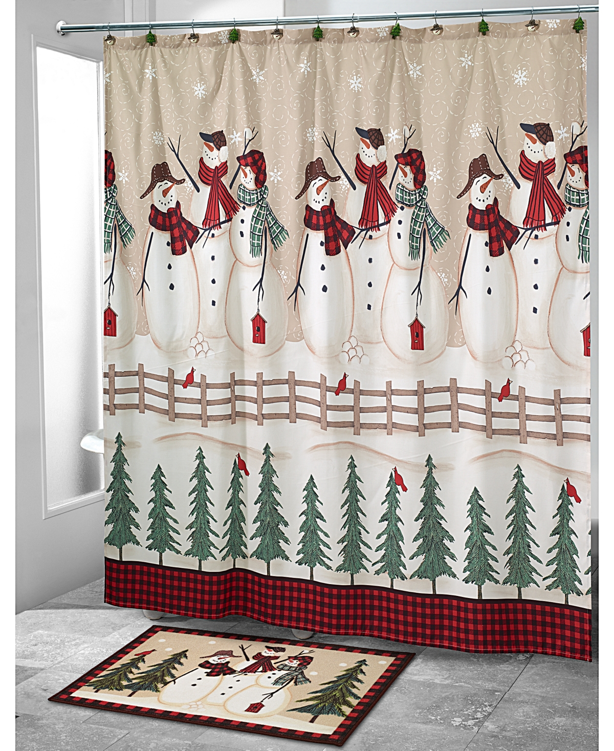 Avanti Snowman Gathering Holiday Shower Curtain, 72" X 72" In Multi