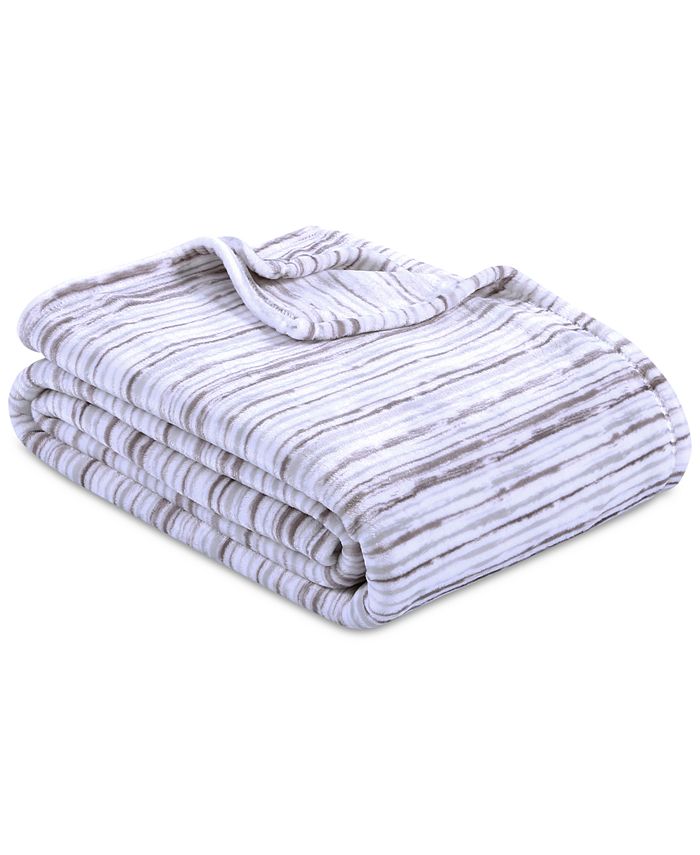 Berkshire VelvetLoft Brushed Stripe Plush King Blanket Macy's