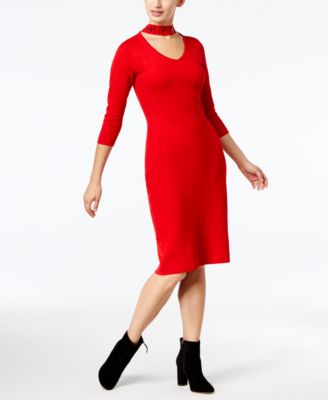 Taylor Choker-Neck Sweater Dress - Macy's