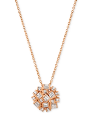 image of Le Vian Baguette Frenzy Diamond Cluster Pendant Necklace (3/8 ct. t.w.) in 14k Rose Gold
