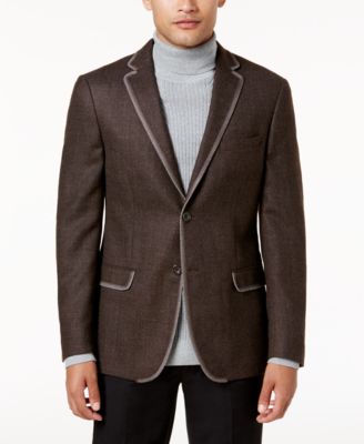 Tallia - Men's Slim-Fit Brown M&eacute;lange Sport Coat