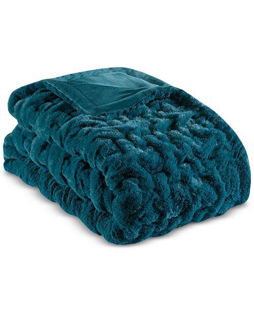 Madison Park Reversible Ruched Faux-Fur 50" x 60" Throw - Blankets
