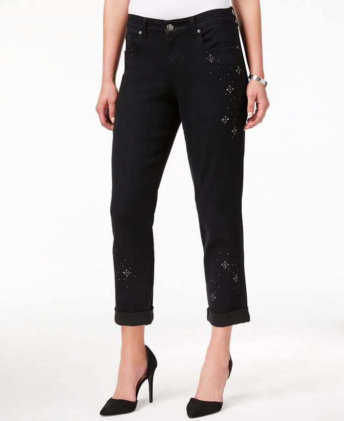 Style & Co Curvy-Fit Embellished Boyfriend Jeans, Created for Macy's ...