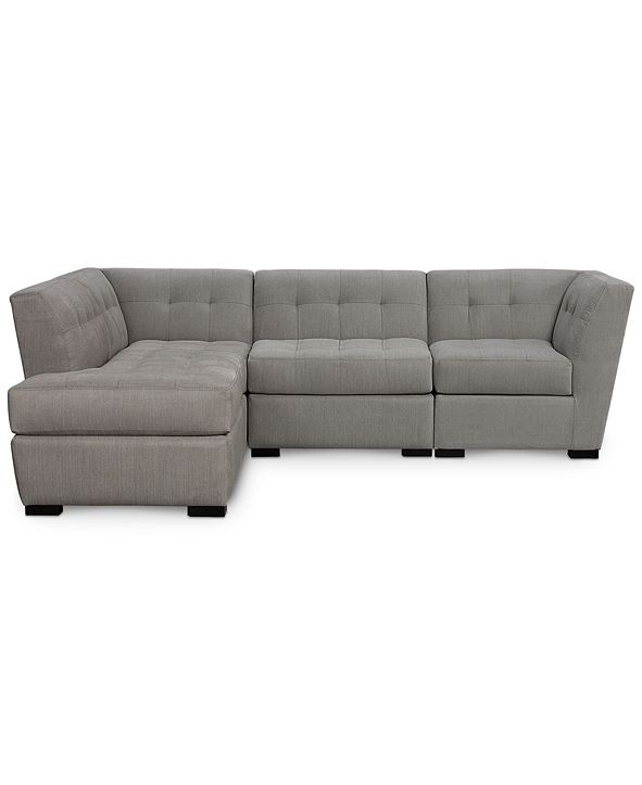 Furniture Roxanne II Performance Fabric 4Pc. Modular Sofa with Bumper