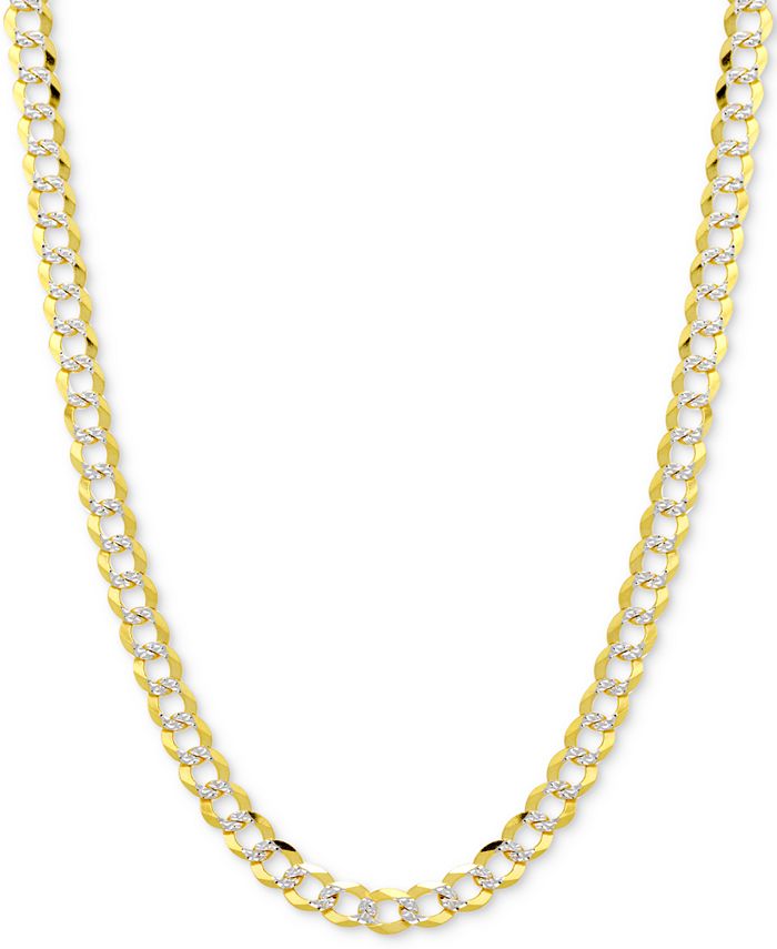 Italian Gold - Two-Tone Open Curb Chain Necklace in 14k Gold & White Gold
