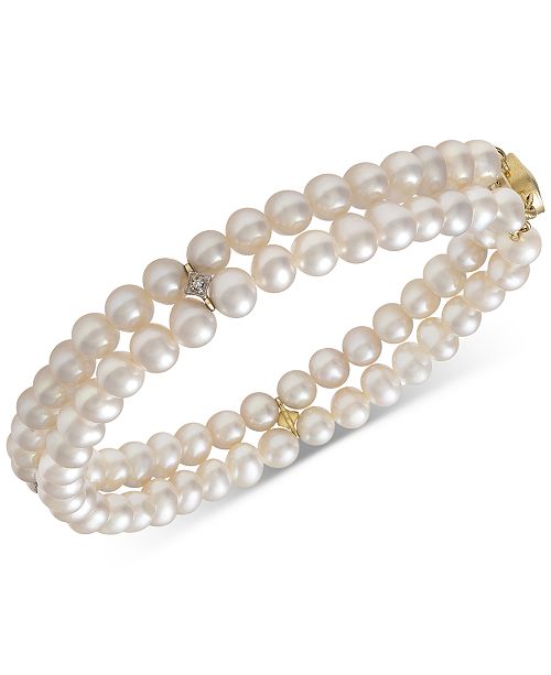 Macy's 14k Gold Cultured Freshwater Pearl (5mm) & Diamond Accent ...