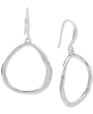 image of Robert Lee Morris Soho Medium Silver-Tone Sculptural Drop Hoop Earrings