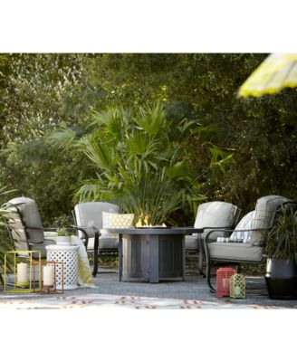 Agio Marlough Ii Outdoor Fire Pit Chat Collection With Outdoor Cushions Created For Macys In Sunbrella Spectrum Dove