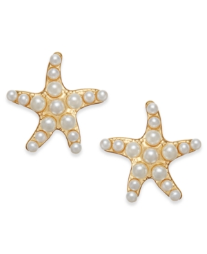 image of Charter Club Gold-Tone Imitation Pearl Star Stud Earrings, Created for Macy-s