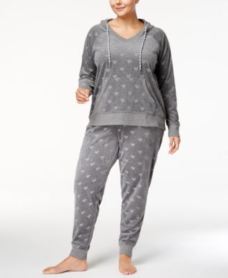 Jenni by Jennifer Moore Plus Size Printed Velour Pajama Set, Created for Macy's