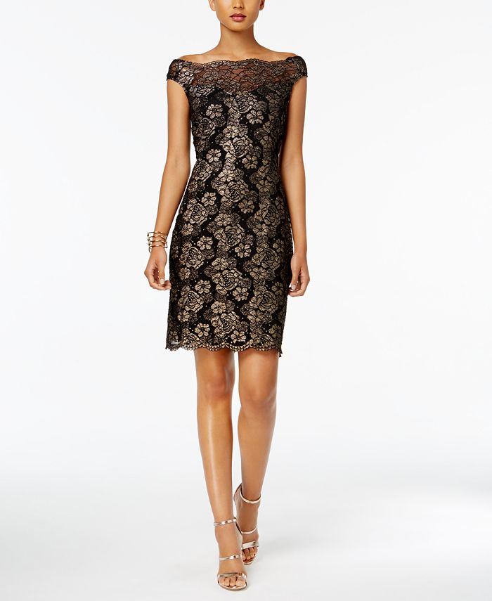 Connected Off-The-Shoulder Lace Dress - Macy's