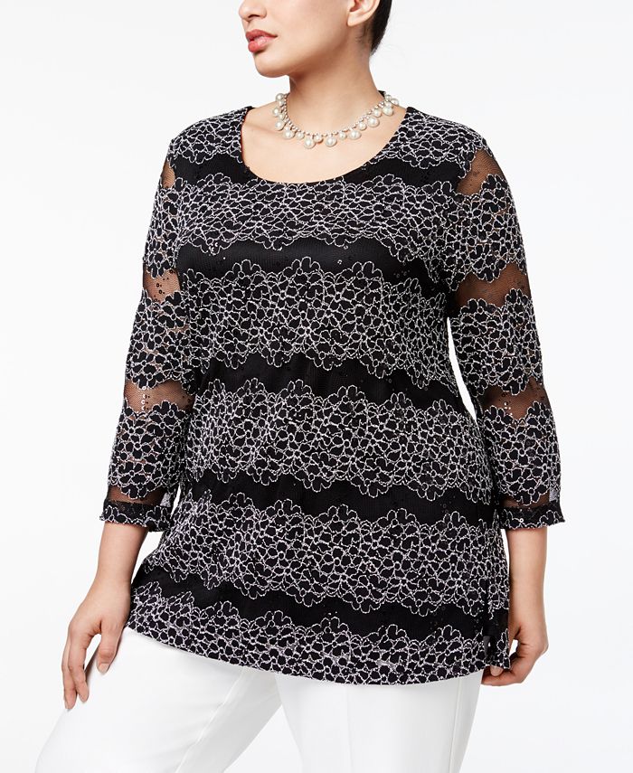 macy's black sequin top