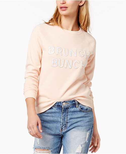 Bow Drape Brunch Bunch Sequined Graphic Sweatshirt Reviews