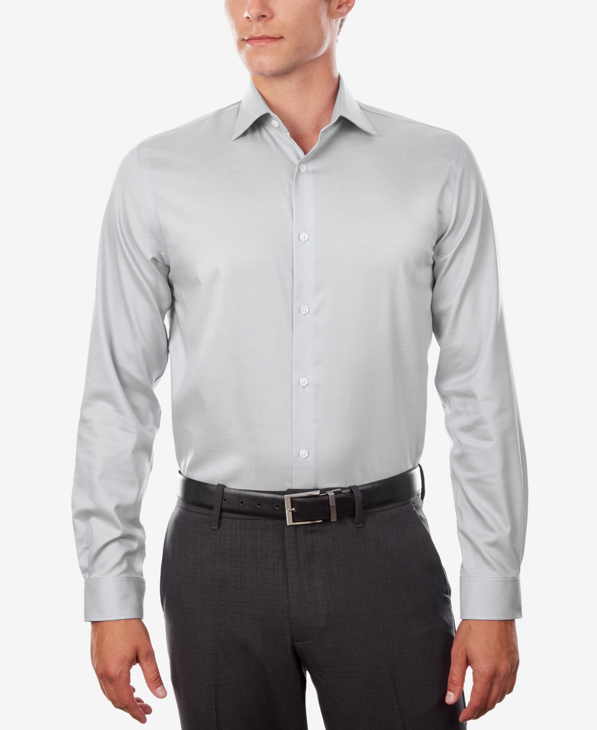 Michael Kors Men's Regular Fit Airsoft Non-iron Performance Dress Shirt In Grey Frost