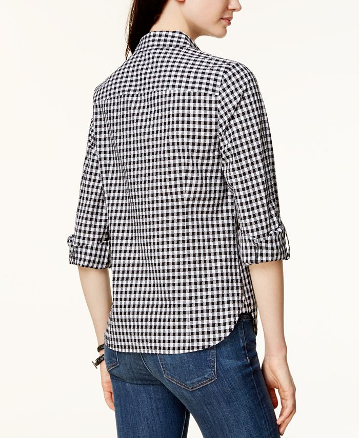 Tommy Hilfiger Cotton Houndstooth Utility Shirt, Created for Macy's ...