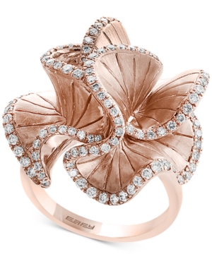 image of Pave Rose by Effy Diamond Flower Ring (9/10 ct. t.w.) in 14k Rose Gold