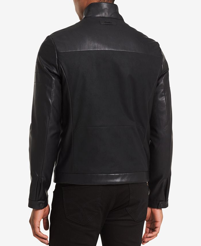 Calvin Klein Men's Modern MixedMedia Faux Leather Jacket Macy's