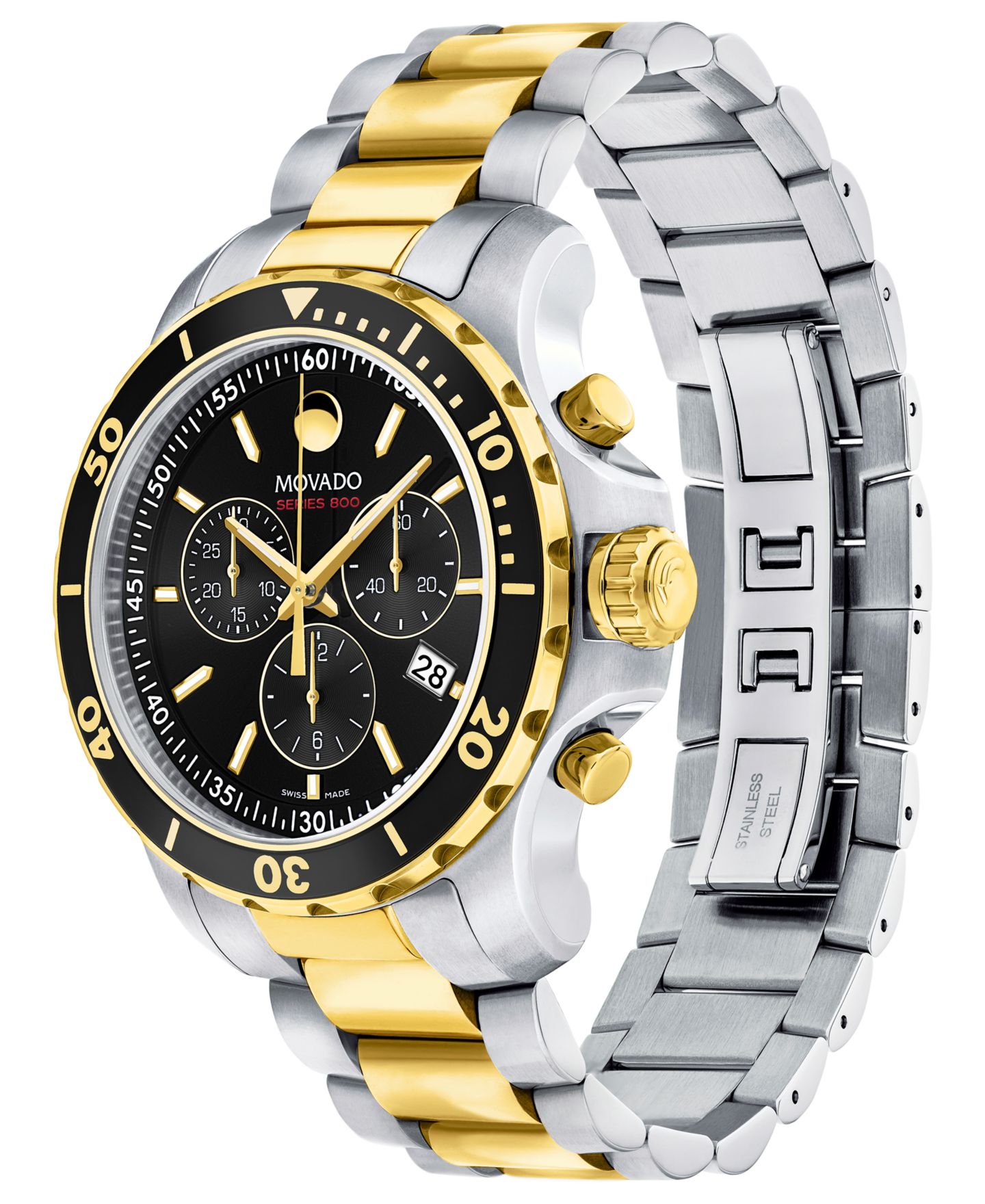 Мужские часы Movado Swiss Chronograph Series 800 Two-Tone PVD Stainless Steel Bracelet Diver Watch 42mm — фото 4
