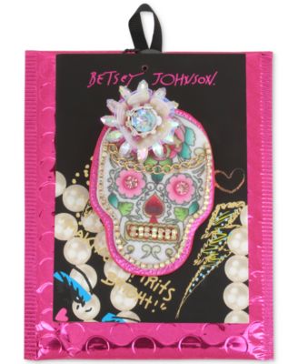 Betsey Johnson Gold-Tone Multi-Stone Sugar Skull Pin 