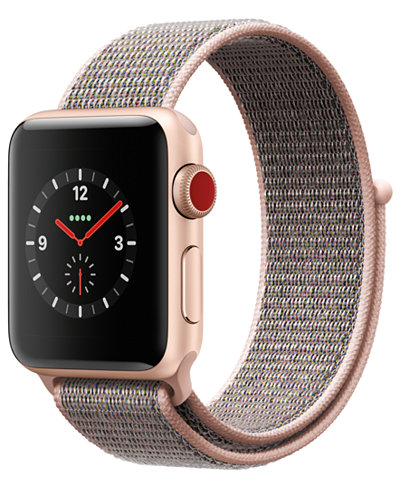 Apple Watch Series 3 GPS + Cellular, 38mm Gold Aluminum Case with Pink Sand Sport Loop