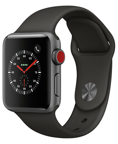 Apple Watch Series 3 GPS + Cellular, 38mm Space Gray Aluminum Case with Gray Sport Band