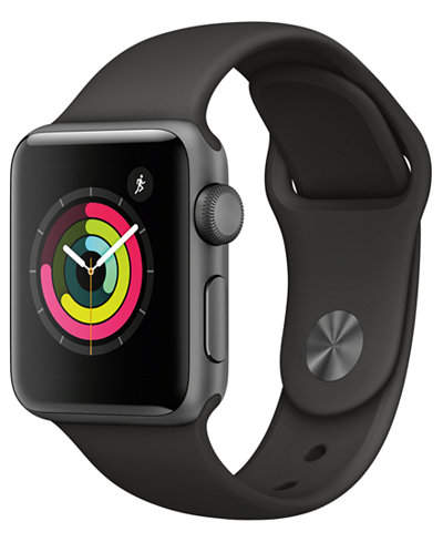 Apple Watch Series 3 GPS, 38mm Space Gray Aluminum Case with Gray Sport Band