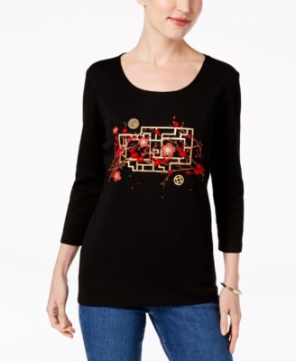 Karen Scott - Cotton Graphic-Print T-Shirt
