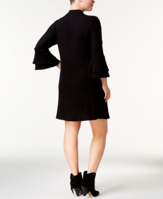 BCX Trendy Plus Size Bell-Sleeve Choker Dress