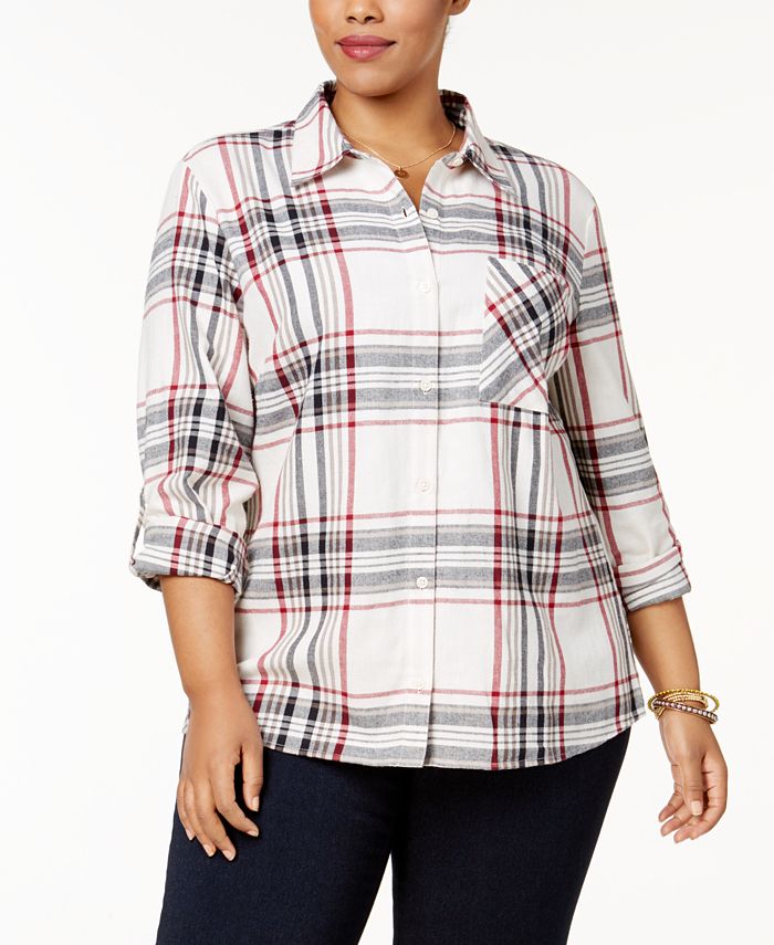 Style & Co Plus Size Cabin Plaid Shirt, Created for Macy's - Macy's