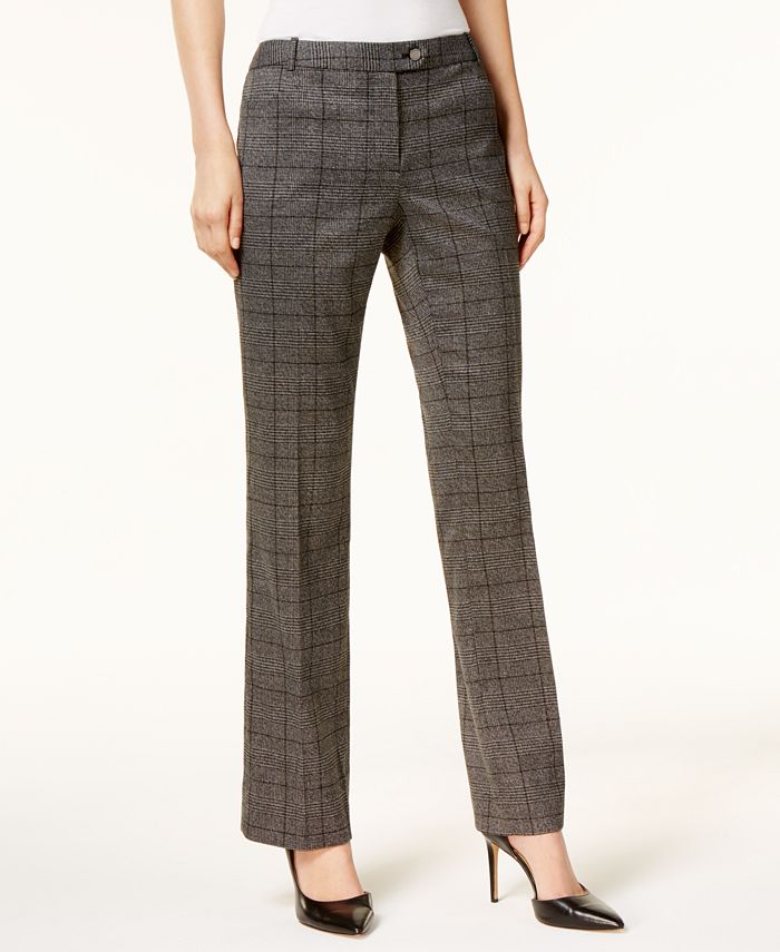 Calvin Klein Plaid Straight-Leg Pants - Macy's