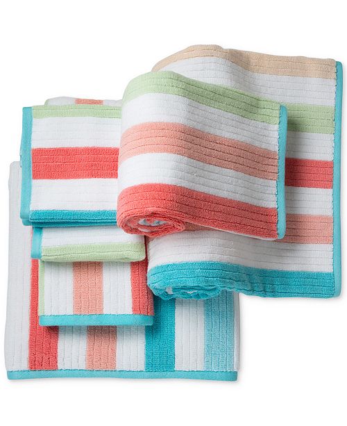 Caro Home Karissa Cotton 6-Pc. Textured-Stripe Bath Towel Set & Reviews ...