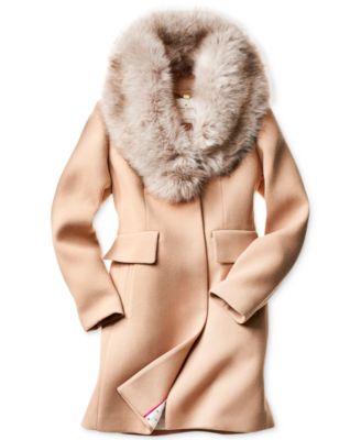 kate spade new york Faux-Fur-Collar Walker Coat