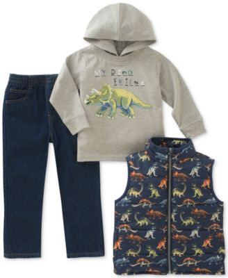 Kids Headquarters - 3-Pc. Graphic-Print Hoodie, Vest & Jeans Set, Toddler & Little Boys (2T-7)