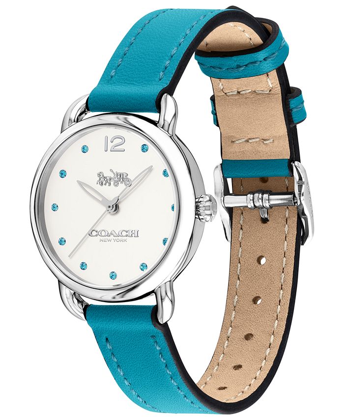 COACH Women's Turquoise Blue Leather Strap Watch 28mm Macy's