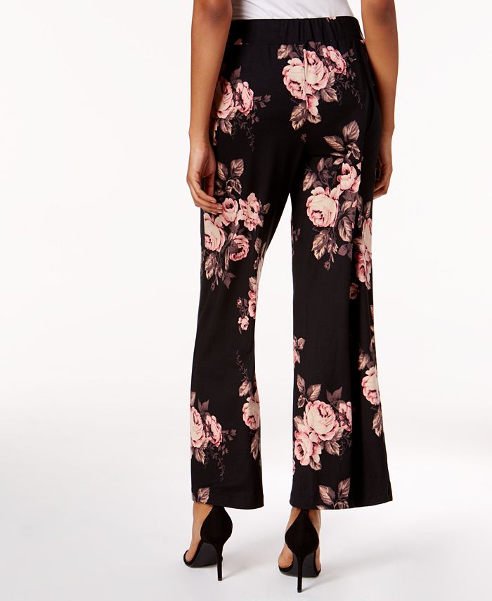 NY Collection Petite Floral-Print Wide-Leg Pants - Macy's