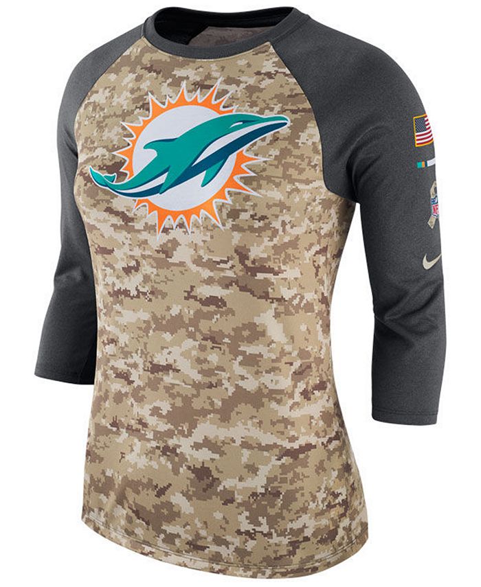Nike Women's Miami Dolphins Salute To Service Three-Quarter Raglan T-Shirt  - Macy's
