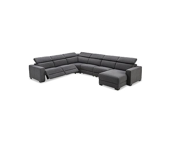 Furniture Nevio 6Pc. Fabric Sectional Sofa with Chaise, 2 Power