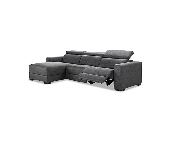 Furniture Nevio 3Pc. Fabric Sectional Sofa with Chaise, 1 Power