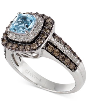 image of Le Vian Aquamarine (3/4 ct. t.w.) and Chocolate Diamonds (3/4 ct. t.w.) in 14k White Gold
