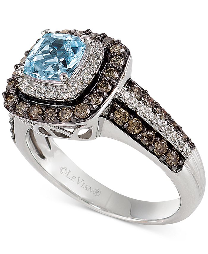 Le Vian Aquamarine (3/4 ct. .) and Chocolate Diamonds® (3/4 ct. .) in  14k White Gold & Reviews - Rings - Jewelry & Watches - Macy's