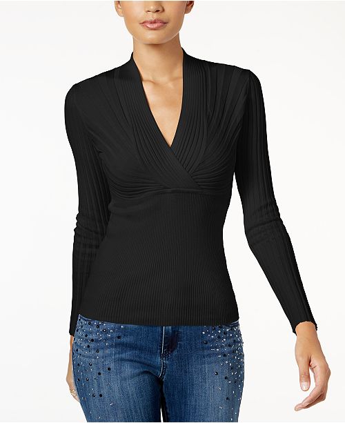 Inc ribbed surplice sweater online