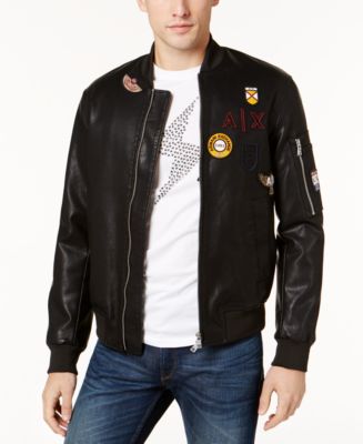 A|X Armani Exchange Men's Faux-Leather Varsity Bomber Jacket & Reviews -  Coats & Jackets - Men - Macy's