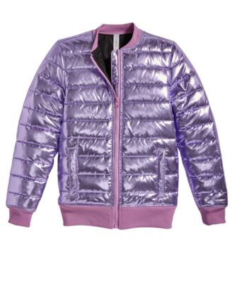 Ideology - Metallic Puffer Bomber Jacket, Big Girls (7-16)