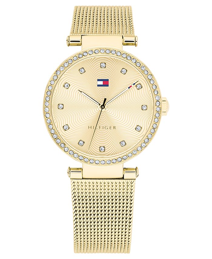 Tommy Hilfiger Women's Gold-Tone Stainless Steel Mesh Bracelet Watch ...
