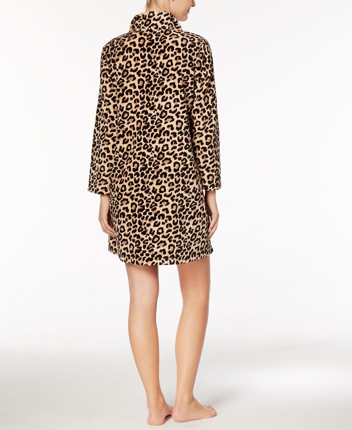 Miss Elaine BrushedFleece LeopardPrint Robe Macy's